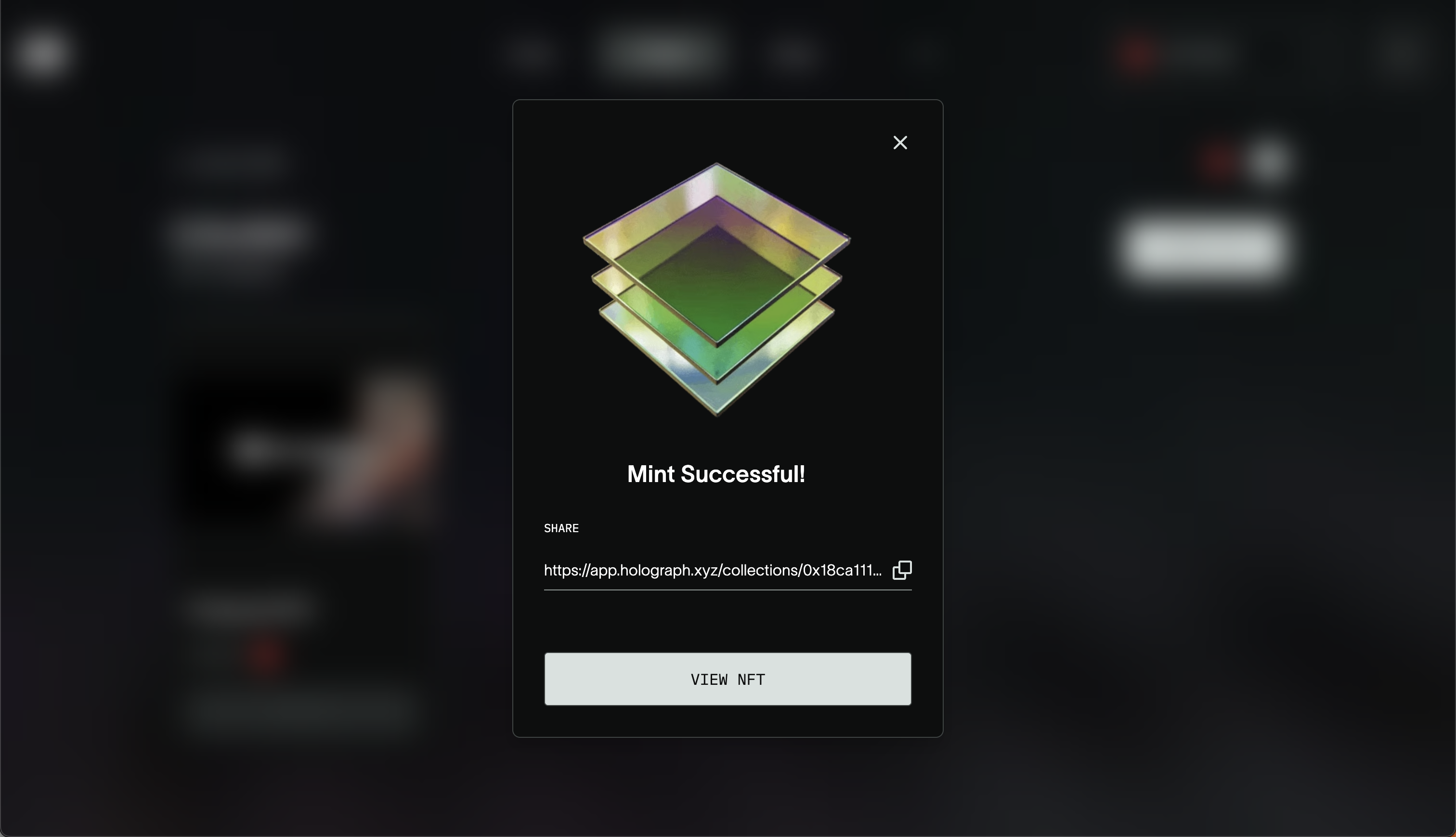 Holograph App - Mint Successful